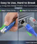 Cat 6 Ethernet Patch Cable 3 Ft Blue Pack Of 10 Snagless RJ45 Cables for easy connection setup