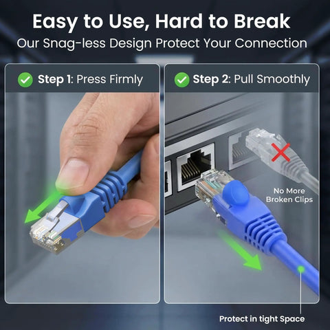 Cat 6 Ethernet Patch Cable 3 Ft Blue Pack Of 10 Snagless RJ45 Cables for easy connection setup