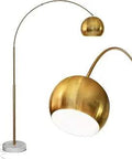 Olivia Arc Floor Lamp With Marble Base And Round Globe Spotlight Tall Standing LED Reading Lamp For Living Room Or Office