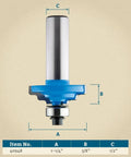Twin Step Ogee Router Bit with half inch shank and measurements; for clean cabinet edge cuts, includes stepped edge profile.