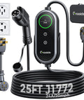 Level 2 EV Charging Station For Home With Adjustable 24 Amp Juice, 25 FT Braided Cable with NEMA 14-30 and 14-50 Plugs, J1772 head