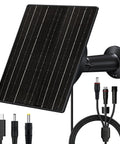 10W Trail Camera Solar Charger With 10400mAh Battery for Security and Trail Cams, showing solar panel, USB C, DC ports