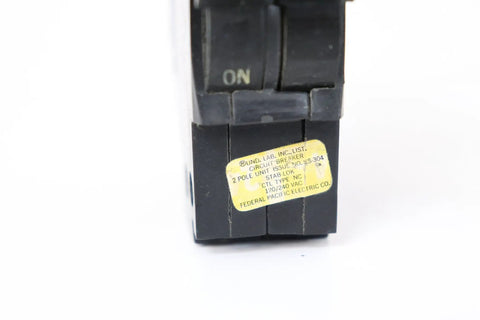 Two Pole 50 Amp 240 Volt Stab Lok Style Circuit Breaker Replacement For Old School Panels NC0250 close-up front view