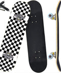 Beginner Friendly 31x8 Skateboard Deck With Double Kick And 7 Layer Canadian Maple, Dope Concave, Checkerboard Style