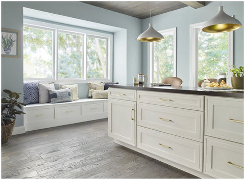 Modern kitchen with Sutton Satin Bronze Cabinet Pull 160 Millimeter Center To Center Soft Contoured Square Bar Handle on drawers