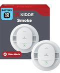 Rock Solid Standalone Smoke Detector With Ten Year Sealed Battery Providing Instant Voice Alerts And Loud 85 Decibel Siren For Zero Hassle Residential Fire Protection And Genuine Peace Of Mind Always, displayed with packaging.