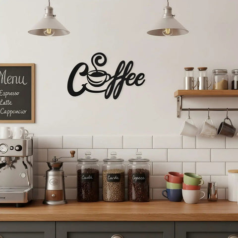 Metal Coffee Bar Sign Rustic Kitchen Wall Decor For Home Cafe Station Vintage Farmhouse Art With Steam Cup Design