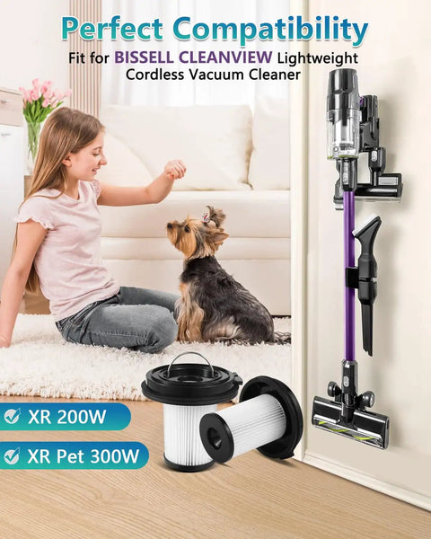 2 Pack Replacement Vacuum Filters For Cleanview XR Cordless Vacuum Cleaner 200W And Pet 300W Models Fits 3789U 3789X 3789 3797V 3797W 3797 1638010 No Fuss Install High Efficiency Filtration For Strong Suction And Longer Life. White pleated replacement filters with black caps for Cleanview XR cordless vacuum