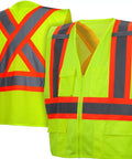 No Sweat All Day Grind Gear For Job Sites And Highway Crews Large Size High Viz Lime Safety Vest with reflective tape.