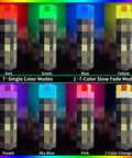 Glow Torch Wall Lamp With 7 Color Night Light showcasing red, green, blue, yellow, purple, sky blue, and pink modes.