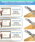 Image showing different clip types for 2 Pack Adjustable Drawer Front Installation Clamps Lock Down Cabinet Hardware Alignment Jig.