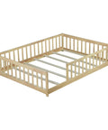 Rock Solid Full Size Montessori Floor Bed With Safety Rails, Natural Solid Wood Kids Sleep Platform, built tough with heavy duty slats.
