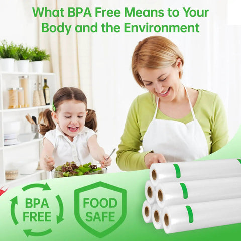 Mother and daughter using BPA free Vacuum Sealer Bags For Food 11x20 Inches Pack Of 3 Rolls for meal prep