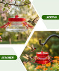 6 Oz Glass Hummingbird Feeders For Outdoors Hanging 2 Pack Mason Jar Style With 4 Realistic Silicone Flower Ports Perches