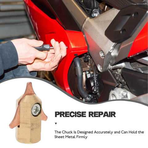 Copper Dent Puller Kit Chuck For Auto Sheet Metal Repair, Pro Grade Copper Collet Dent Tool on red body panel
