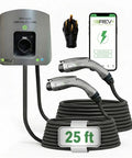 Dual Port Level 2 EV Charger 50 Amp 12 kW Quick Home Charge For Two Cars NEMA 14 50 240V Smart EV Charger With WiFi Bluetooth App