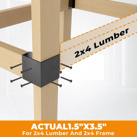 Beefy Heavy Duty Workbench Bracket Kit Eight Pack With 3 Way Right Angle Corner Braces For DIY 2 By 4 Lumber Actual 1.5 By 3.5 Inches
