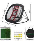 Golf Chipping Net Set With Mat And 12 Practice Balls For Backyard And Indoor Practice Portable All In One Golf Training Kit