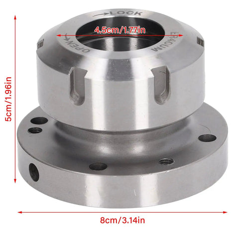 Heavy Duty Fabater Collet Chuck With 80mm ER40 Holder For Lathes and Milling Machines And CNC Engravers side view with dimensions.