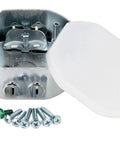 Saf-T-Box Ceiling Fan Electrical Box 1-1/2 Inch Depth Silver Finish with mounting hardware and cover