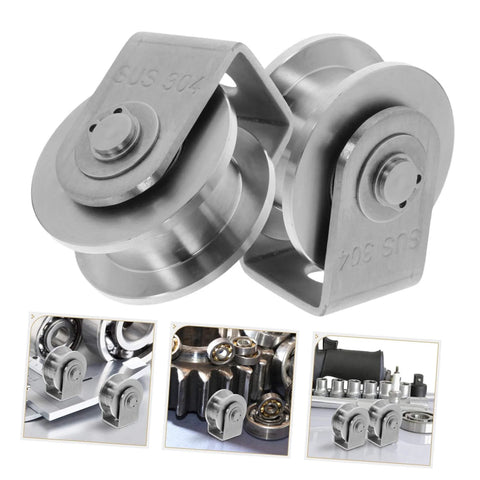 Heavy Duty Stainless Steel Pulley Wheel Set For Sliding Door Tracks, High Load Capacity, Smooth Operation For Lifting, Furniture And Industrial Use
