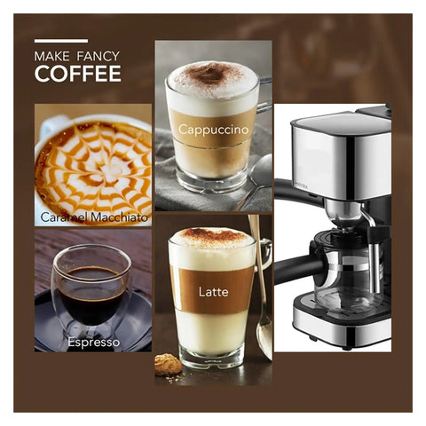 Italian 5 Bar Semi Automatic Espresso Machine Integrated Steam Wand Hot Water Spout For Real Deal Cappuccino Shots with espresso drinks