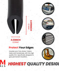 Black U Channel Edge Trim Seal EPDM 33/64 Inch High By 11/32 Inch Wide shown with installation examples for cars and trailers.