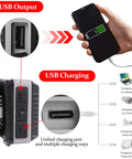 USB charging ports for the Rechargeable LED Headlamp 3000 Lumens With Zoomable Beam, 80 Hour Runtime, Digital Display, IPX6 Waterproof.