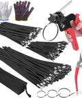 Heavy Duty Metal Zip Ties Kit With Gun Tool And Cutter 400 Pieces Of 6 8 And 12 Inch Self Locking Cable Ties Multi Purpose