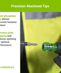 Close-up of 6 In 1 Do It All Tool Screwdriver With Flat Tip Phillips Hex Square Recess and Slotted Bits being used on a project