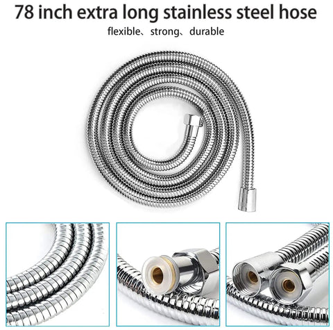 78 inch stainless steel hose from Matte Black Rain Shower Head With Handheld Spray Kit 6 Inch Rainfall Showerhead 78 Inch Hose