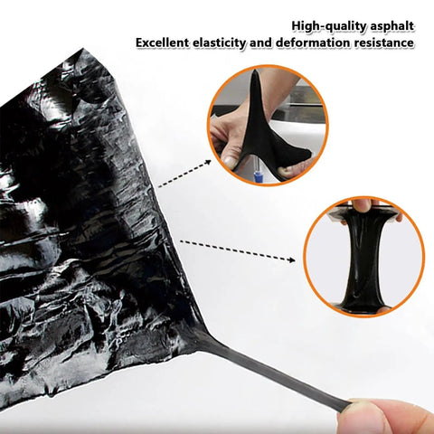 High-quality asphalt with excellent elasticity shown; Heavy Duty Asphalt Crack Repair Tape And Concrete Sealant, Pro Grade Self Adhesive Bitumen Flashing Patch, Tough As Nails Waterproof Roof.