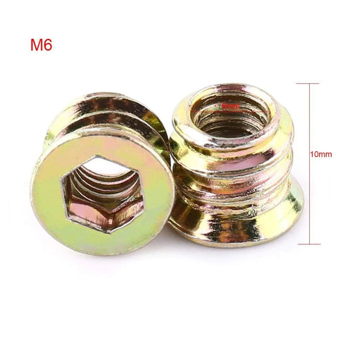 20 Piece M6 Screw In Nut Threaded Wood Inserts For Rock Solid Furniture Assembly Zinc Plated Hex Socket Kit No Sweat Install Heavy Duty Quick Repair Tool Set