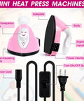 GoLashFun Cute Pink Mini Heat Press For Fuse Beads shows labeled parts including ergonomic handle and heat-insulating plate.