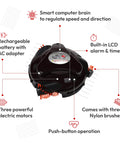 Automatic Grill Cleaning Robot Nylon Brushes Electric BBQ Cleaner Hands Off Motorized Power Cordless Rechargeable Grill Scrubber Outdoor Grills Red Case Kit with labeled features.