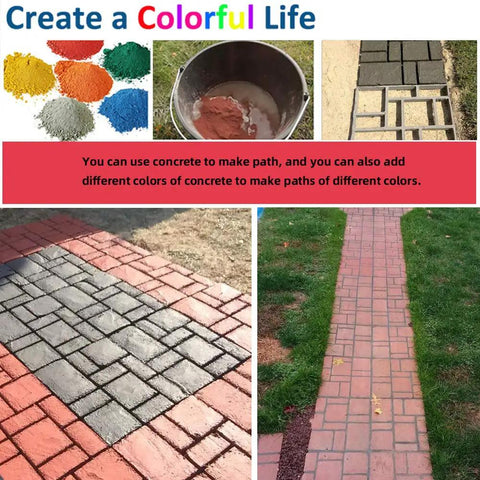 Walk Path Maker Concrete Molds 10 Grid Reusable Stepping Stone Paver in use with colored concrete options for garden path