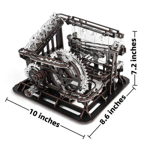 3D Wooden Marble Run Puzzle With LED Lights For Adults Mechanical Wood Model Building Kit Desk Decor Gift For Men 312 Pieces
