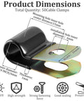 Tandefio 50-pack vinyl-coated cable clamp, galvanized steel with rubber cushion, 1/4 in (6 mm) inner diameter