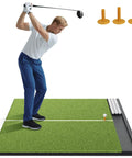 6x4Ft Golf Practice Mat With Built In Ball Tray Alignment Line EVA Foam Base Durable Turf And 3 Tees For Indoor And Outdoor Hitting Practice Easy Setup Portable Roll Up Mat For Home Yard Or Gym