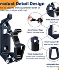 Heavy Duty Roof Rack Shovel Mount Bracket Kit detail showing metal fastener, rubber tape, and support bracket for durability.