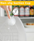 Person holding Rectangular Lazy Susan Organizer For Large Refrigerator With 360 Degree Turntable 16.54 Inch Rotation Shelf, clear plastic