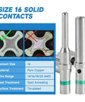 Diagram of size 16 solid contacts, pure copper material, part of 371 Piece Deutsch DT Connector Kit with Waterproof Automotive Electrical Connectors 2 To 12 Pin Includes Crimping Tool Removal Tool Wedge Locks And 16 Gauge Solid Contacts.