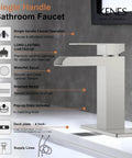 Waterfall Style Bathroom Sink Faucet With Brushed Nickel Finish, Single Handle Control, Pop Up Drain Stopper, Modern Design