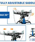 Kaflla High Lift Hydraulic Transmission Jack 1660 Lb With Foot Pedal showing fully adjustable saddle with max 30 degree angle.