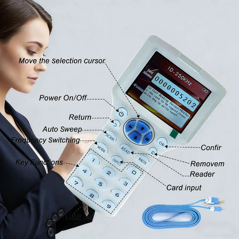 Pro Grade All In One Multi Frequency RFID Copier And Reader With USB Free Software and Easy Access Control in hand