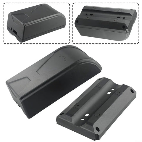Hella Rugged Waterproof Controller Box For Electric Bikes Heavy Duty Dustproof Enclosure Housing Protects E Bike Battery And Wiring Straight Up Gear For Weekend Warriors L Size showing black ABS housing with mounting slots.