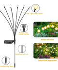 Solar Outdoor Firefly Lights For Garden And Yard Waterproof Wind Swaying Pathway Stakes with flexible copper wires.