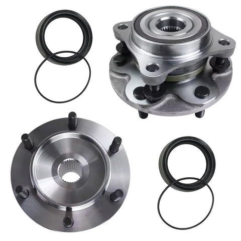 4WD Front Wheel Hub Bearing Assembly Fits Lexus GX460 GX470, Toyota 4Runner, FJ Cruiser, And Tacoma 2003 To 2021 With WBS Heavy Duty DIY Friendly Bolt On Replacement Kit Included, showing front and side view with seals