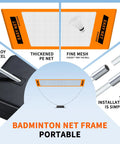 Portable Badminton Net Set With Adjustable 8.9 Ft Height Foldable Outdoor Indoor Net System for backyard or park setup.