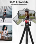All In One Portable Camera Tripod And Flexible Phone Stand With Cold Shoe Mount For iPhone displayed in outdoor and indoor settings